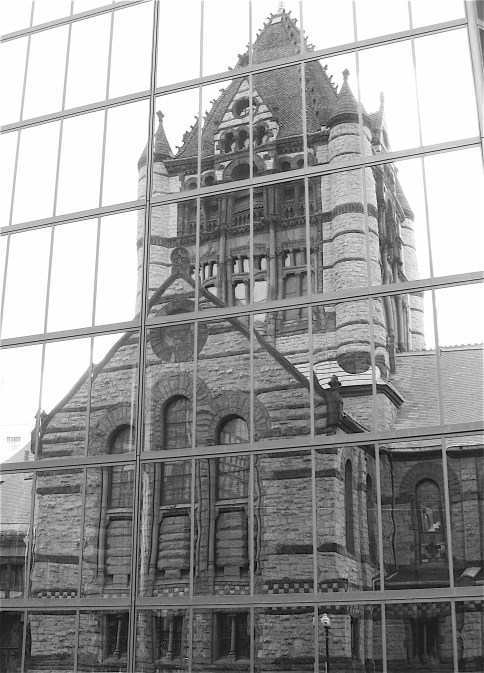 Trinity Church reflected in the Hancock building