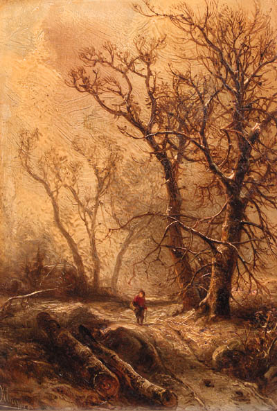 A Forest in Winter by Pieter Lodewijk Francisco Kluyver 
